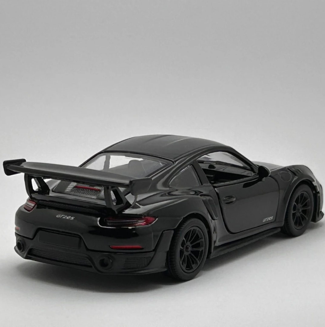 Miniature Porsche 911 GT2 RS Black – Diecast Friction Car + Acrylic Display Case | Collectible