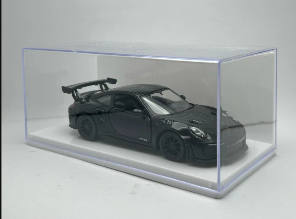 Miniature Porsche 911 GT2 RS Black – Diecast Friction Car + Acrylic Display Case | Collectible