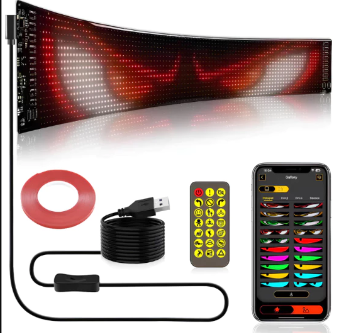 Eye Light Panel with Flexible Programmable Foldable LED Display, Controlled for Car, Truck, Shop, Waterproof