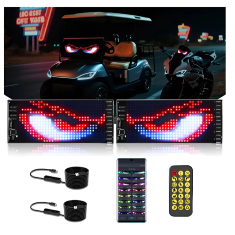 Eye Light Panel with Flexible Programmable Foldable LED Display, Controlled for Car, Truck, Shop, Waterproof
