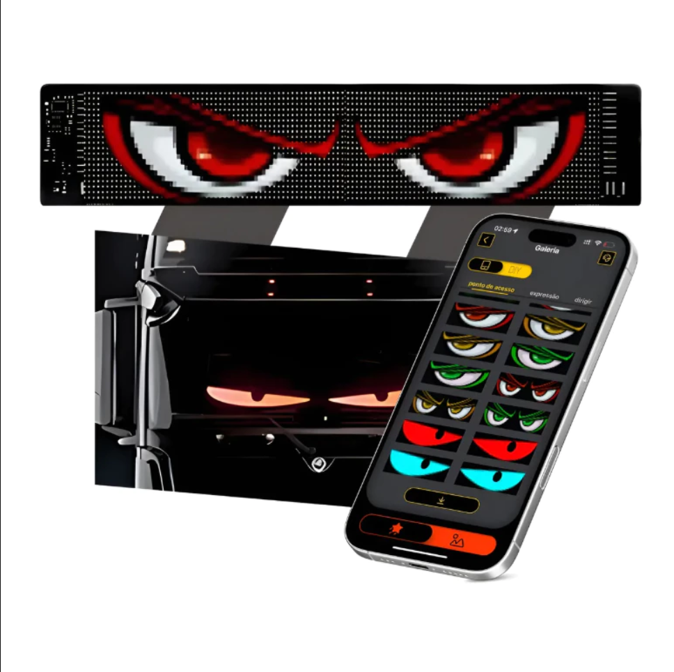 Eye Light Panel with Flexible Programmable Foldable LED Display, Controlled for Car, Truck, Shop, Waterproof