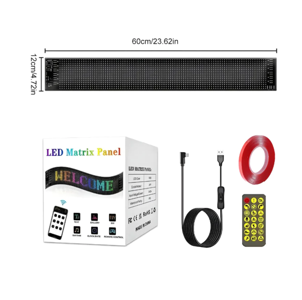 Eye Light Panel with Flexible Programmable Foldable LED Display, Controlled for Car, Truck, Shop, Waterproof